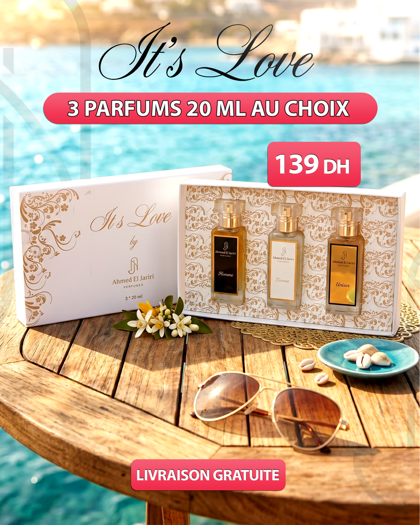 COFFRET "It's Love" – 3 PARFUMS DE 20 ML AU CHOIX